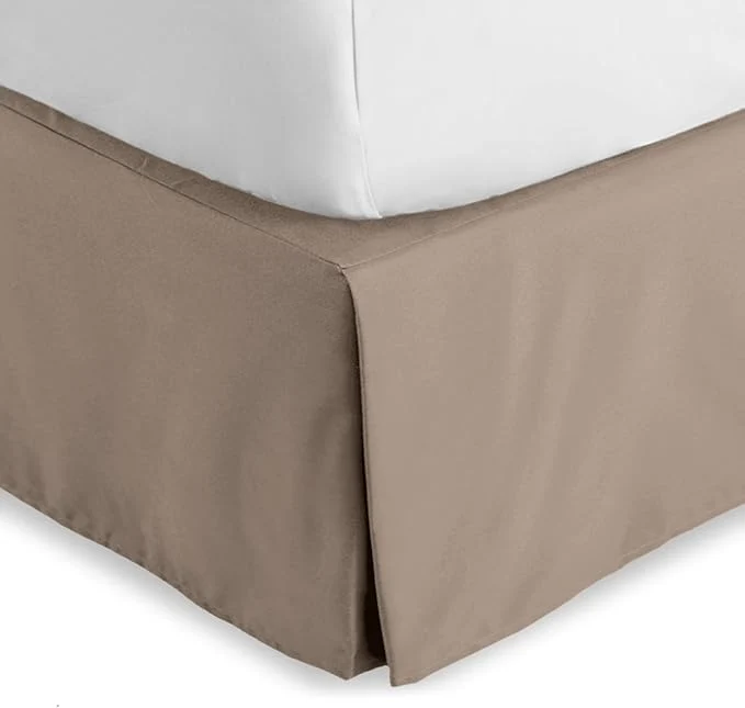 Fine Crafted Bare Home Full Bed Skirt – 15-Inch Tailored Drop Easy Fit – Bed Skirt for Beds – Center amp Corner Pleats Full Taupe Refined