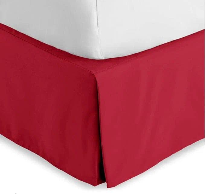 Stylish Bare Home Full Bed Skirt – 15-Inch Tailored Drop Easy Fit – Bed Skirt for Beds – Center amp Corner Pleats Full Red Efficient
