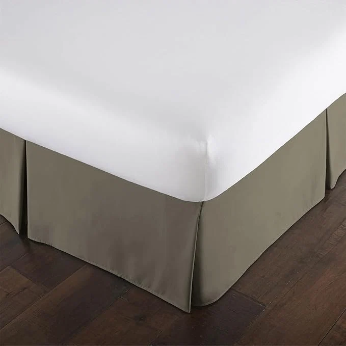 Original Southshore Fine Living Inc. Hotel Quality Queen Bed Skirt 14 Inch Drop – Pleated Dust Ruffle for Bed Skirting Queen Size – Pet Hair Resistant to Hide Box Springs and Under Storage – Dark Taupe Professional