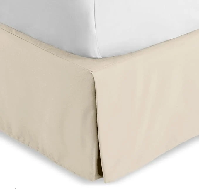Secure Bare Home King Bed Skirt – 15-Inch Tailored Drop Easy Fit – Bed Skirt for Beds – Center amp Corner Pleats King Sand Genuine