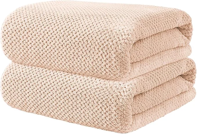 Fine 2 Pack Bath Towel Set Lightweight Waffle Bath Towel Set Microfiber Super Soft Powerful