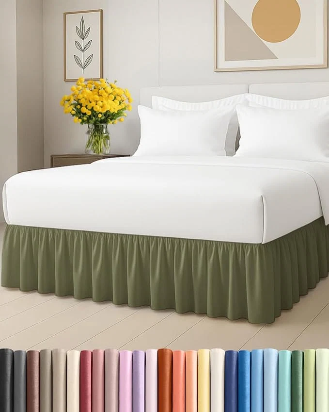 High-Performance Bedskirt Queen Size Ruffle – 15 inch Drop Dust Ruffle Bed Skirt with Platform – Soft Easy Fit Premium Hotel Quality – Wrinkle Fade amp Shrink Resistant – for Women Men Kids and Teens – Sage Green Reliable