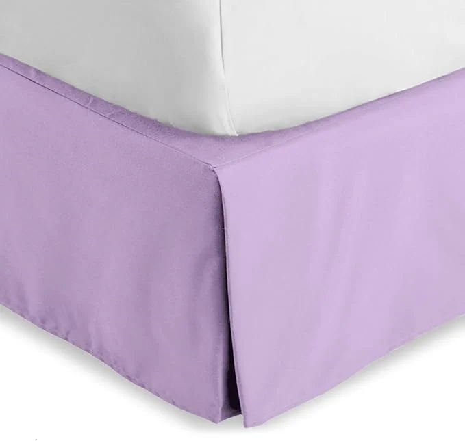 Luxury Bare Home Kids Twin Bed Skirt – 15-Inch Tailored Drop Easy Fit – Bed Skirt for Beds – Center amp Corner Pleats Twin Lavender Advanced