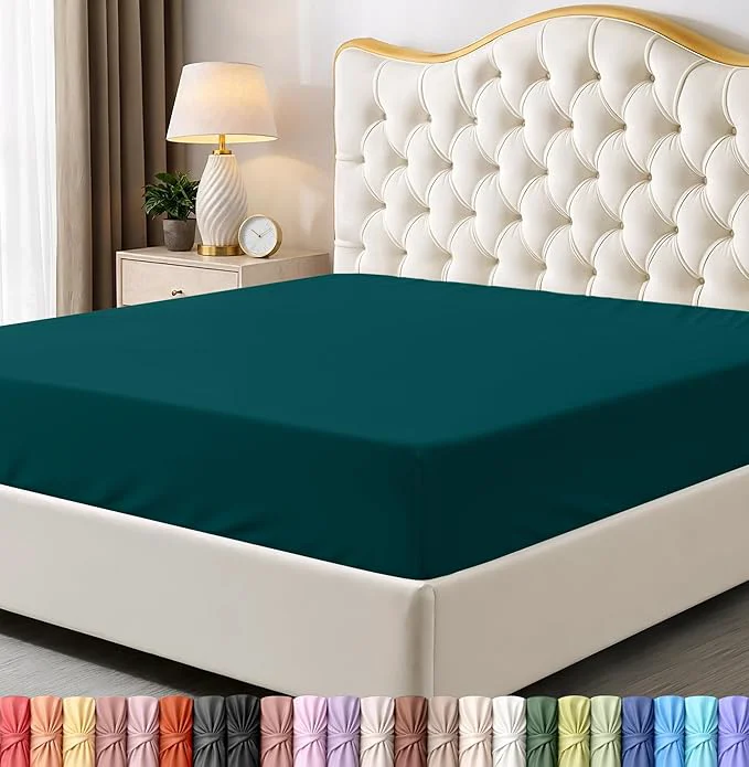 Refined Utopia Bedding Queen Fitted Sheet – Bottom Sheet – Deep Pocket – Soft Microfiber – Shrinkage and Fade Resistant – Easy Care -1 Fitted Sheet Only Teal Original