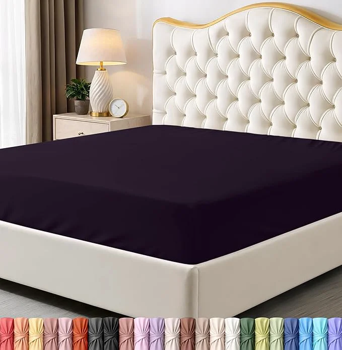 Casual Utopia Bedding Twin Fitted Sheet – Bottom Sheet – Deep Pocket – Soft Microfiber -Shrinkage and Fade Resistant-Easy Care -1 Fitted Sheet Only Purple Original