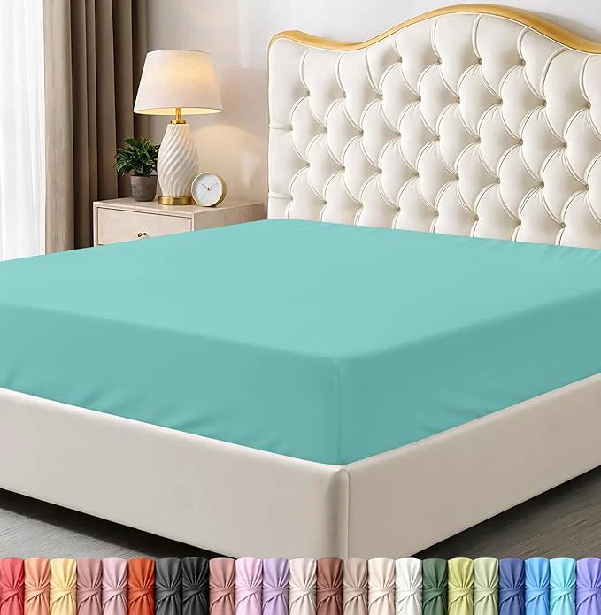 Eco-Friendly Utopia Bedding Queen Fitted Sheet – Bottom Sheet – Deep Pocket – Soft Microfiber – Shrinkage and Fade Resistant – Easy Care -1 Fitted Sheet Only Spa Blue Excellent