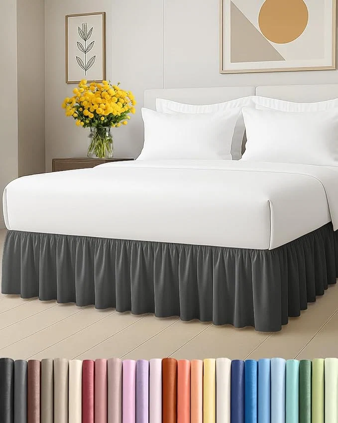 Stylish Bedskirt Twin Size Ruffle – 15 inch Drop Dust Ruffle Bed Skirt with Platform – Ultra-Soft Easy Fit Premium Hotel Quality – Wrinkle Fade amp Shrink Resistant – for Women Men Kids amp Teens – Charcoal High-Quality