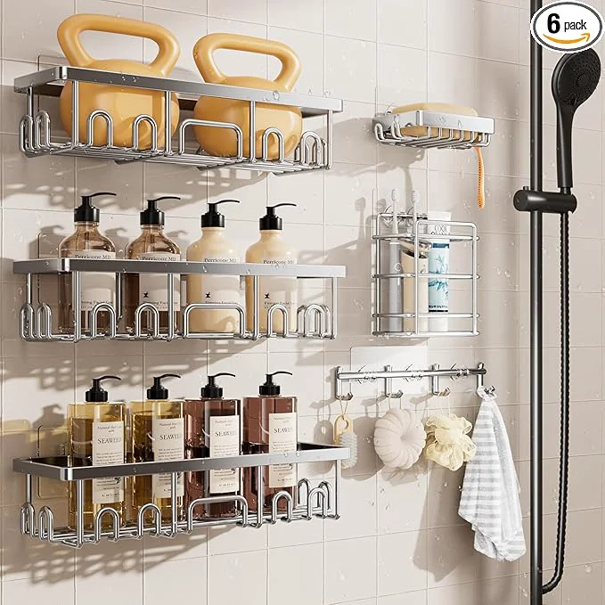 Classic Veken Shower Caddy 6-Pack Advanced Rustproof Design No Drilling Adhesive Genuine