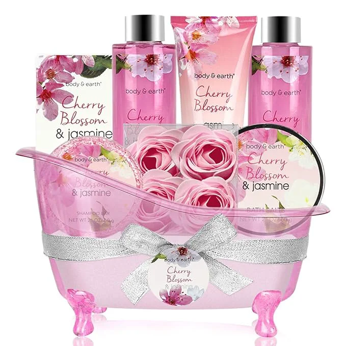 Practical Body Earth Gift Baskets for Women Bath and Body Set for Her Cherry Blossom Quality