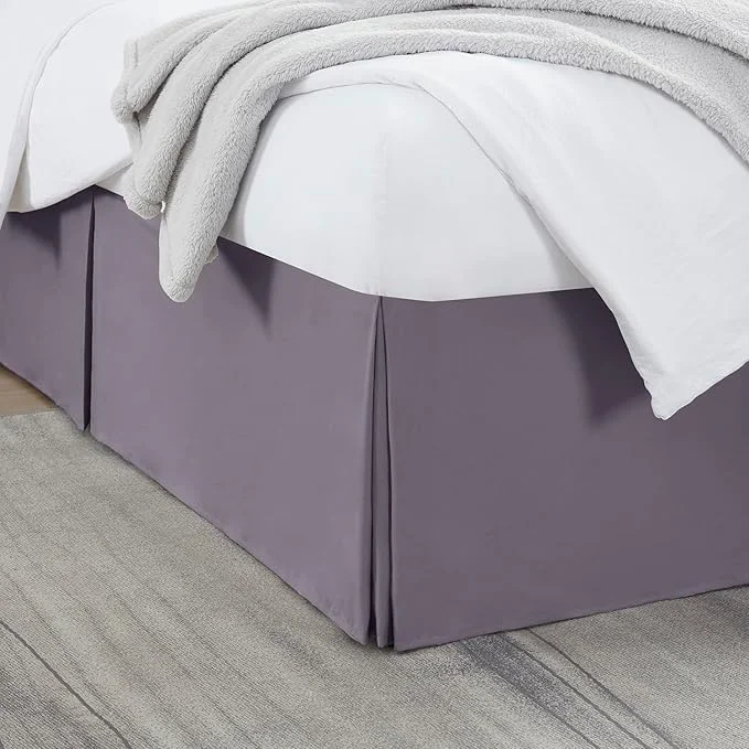 Minimalist Nestl Grayish Purple Bed Skirt King Size – King Bed Skirt 14 Inch Drop – Brushed Microfiber Bed Skirts – Hotel Quality Pleated Bed Skirt – Shrinkage amp Fade Resistant Excellent
