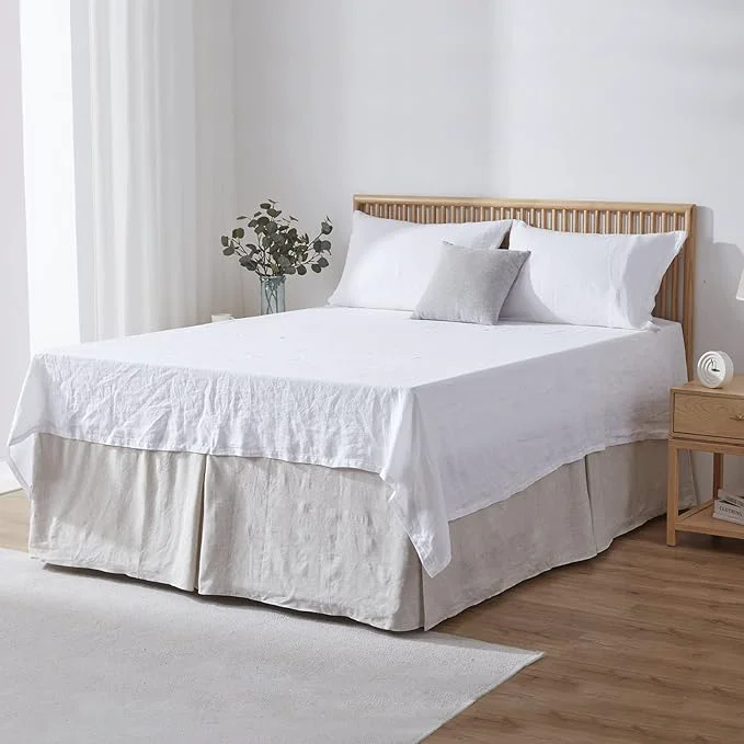 Effective Simple amp Opulence Belgian Linen Bed Skirt with Classic 22 inch Tailored Drop Dust Ruffle Easy Fit Breathable Premium Natural Flax – Basic Linen King Quality