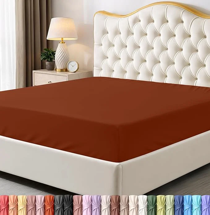 Advanced Utopia Bedding Queen Fitted Sheet – Bottom Sheet – Deep Pocket – Soft Microfiber – Shrinkage and Fade Resistant-Easy Care -1 Fitted Sheet Only Orange Safe