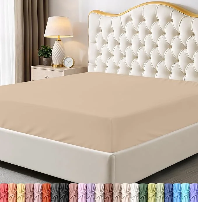Certified Utopia Bedding Twin Fitted Sheet – Bottom Sheet – Deep Pocket – Soft Microfiber – Shrinkage and Fade Resistant – Easy Care -1 Fitted Sheet Only Beige High-Quality