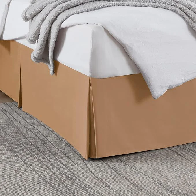 Durable Nestl Light Brown Bed Skirt Queen Size – Queen Bed Skirt 14 Inch Drop – Brushed Microfiber Bed Skirts – Hotel Quality Pleated Bed Skirt – Shrinkage amp Fade Resistant High-Performance