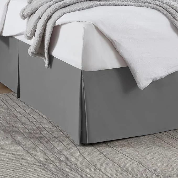 Durable Nestl Grey Blue Bed Skirt Cal King Size – Cal King Bed Skirt 14 Inch Drop – Brushed Microfiber Bed Skirts – Hotel Quality Pleated Bed Skirt – Shrinkage amp Fade Resistant Eco-Friendly