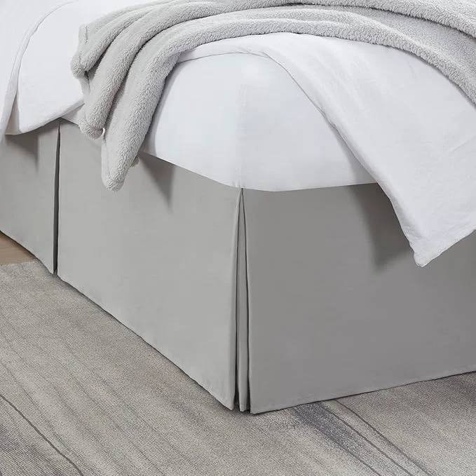 Outstanding Nestl Silver Bed Skirt Cal King Size – Cal King Bed Skirt 14 Inch Drop – Brushed Microfiber Bed Skirts – Hotel Quality Pleated Bed Skirt – Shrinkage amp Fade Resistant Exclusive
