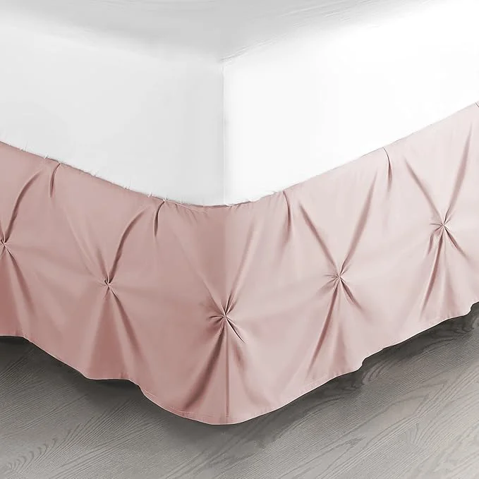 Responsible Nestl Blush Pink Bed Skirt King Size Pinch Pleat King Bed Skirt 14 quot Inch Drop King Bedskirt Hotel Quality Blush Pink Bed Skirts Premium Microfiber Bedskirt for King Bed Blush Pink King Bed Skirt Healthy