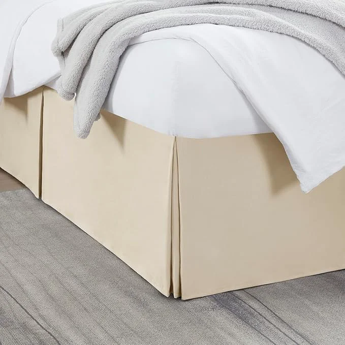 Professional Nestl Cream Bed Skirt Cal King Size – Cal King Bed Skirt 14 Inch Drop – Brushed Microfiber Bed Skirts – Hotel Quality Pleated Bed Skirt – Shrinkage amp Fade Resistant Natural