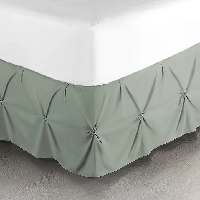 Long-Lasting Nestl Sage Green Bed Skirt Full Size Pinch Pleat Full Bed Skirt 14 quot Inch Drop Full Bedskirt Hotel Quality Sage Green Bed Skirts Premium Microfiber Bedskirt for Full Bed Sage Green Full Bed Skirt Convenient
