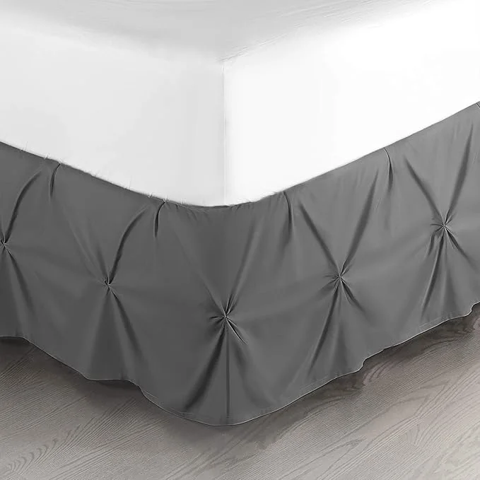Reusable Nestl Grey Bed Skirt Cal King Size Pinch Pleat Cal King Bed Skirt 14 quot Inch Drop Cal King Bedskirt Hotel Quality Grey Bed Skirts Microfiber Bedskirt for Cal King Bed Grey Cal King Bed Skirt Powerful