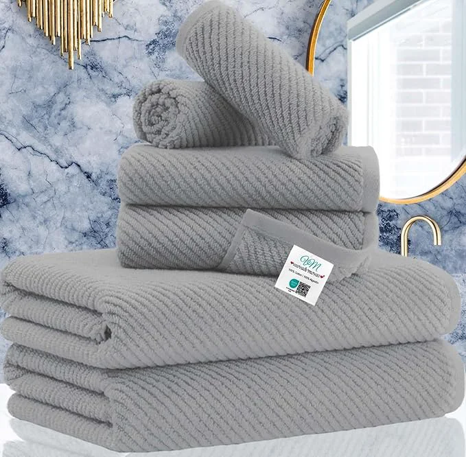 Elegant VOOVA MOVAS Grey Bathroom Towel Sets Breathable
