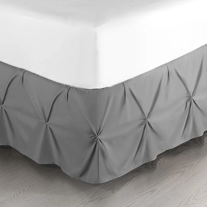 Powerful Nestl Dark Grey Bed Skirt Cal King Size Pinch Pleat Cal King Bed Skirt 14 quot Inch Drop Cal King Bedskirt Hotel Quality Grey Bed Skirts Microfiber Bedskirt for Cal King Bed Grey Cal King Bed Skirt Comfortable