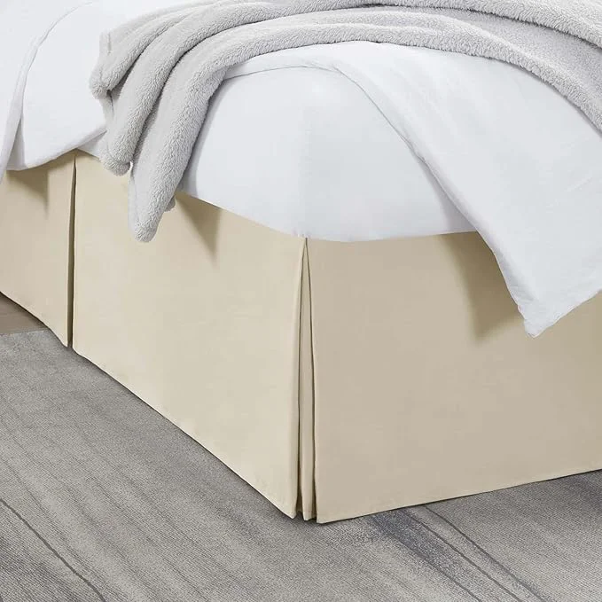 Specialty Nestl Cream Bed Skirt Queen Size – Queen Bed Skirt 14 Inch Drop – Brushed Microfiber – Hotel Quality Pleated Bed Skirt – Shrinkage amp Fade Resistant Detailed