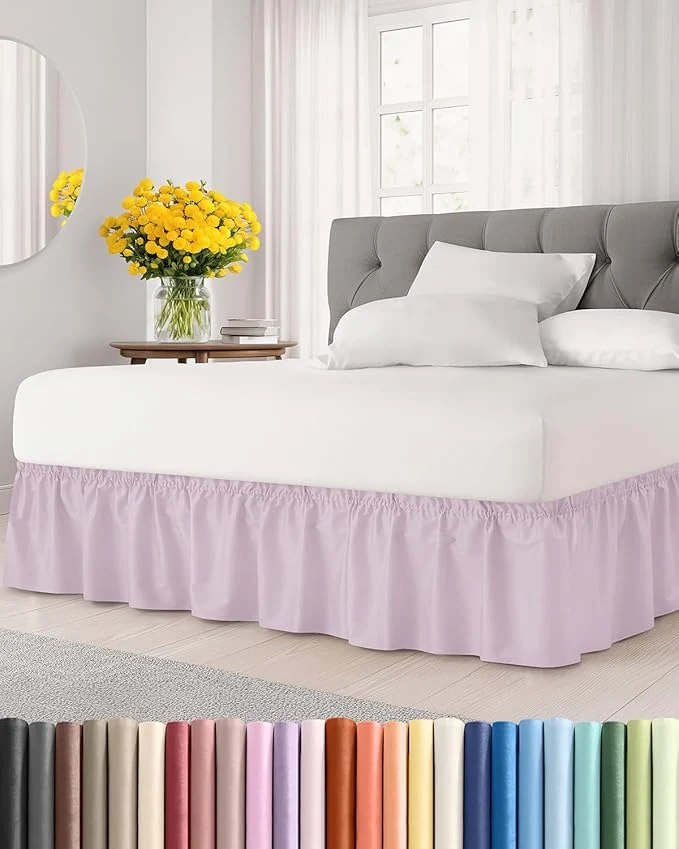 Verified Wrap Around Dust Ruffle Bed Skirt – Light Lavender – Twin Twin XL Size Beds w 12 Inch Drop – Easy Fit Elastic – Adjustable Pleated Bedskirt w Brushed Fabric Wrinkle Women Men Kids amp Teens Enhanced