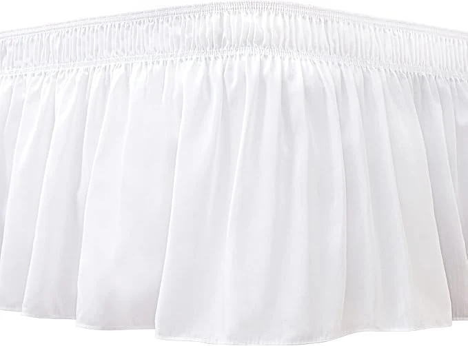 Verified Biscaynebay Wrap Around Bed Skirts for Twin amp Twin XL Beds with Short Drop of 12 quot White Adjustable Elastic Dust Ruffles Easy Fit Wrinkle Resistant Silky Luxurious Fabric Machine Washable Clean