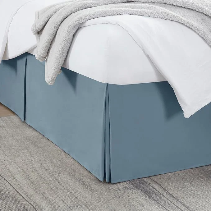 Natural Nestl Stone Blue Bed Skirt Queen Size – Queen Bed Skirt 14 Inch Drop – Brushed Microfiber Bed Skirts – Hotel Quality Pleated Bed Skirt – Shrinkage amp Fade Resistant Outstanding
