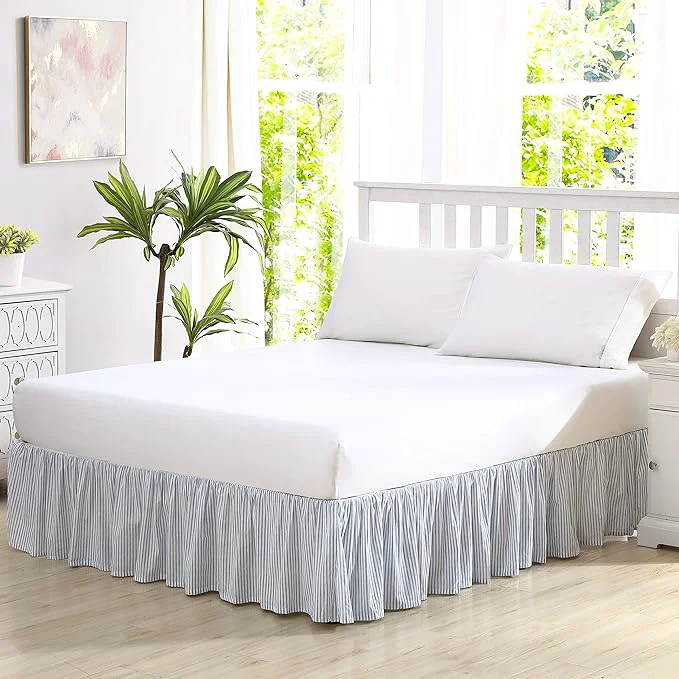 Relaxed Laura Ashley Home – Cotton Ruffled Bedskirt Lightweight Home Decor with Classic Style Blue Full Exclusive