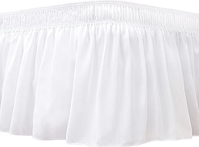 Exceptional Biscaynebay Wrap Around Bed Skirts for Twin amp Twin XL Beds 11 quot Short Drop White Adjustable Elastic Dust Ruffles Easy Fit Wrinkle Resistant Silky Luxurious Fabric Machine Washable Trendy