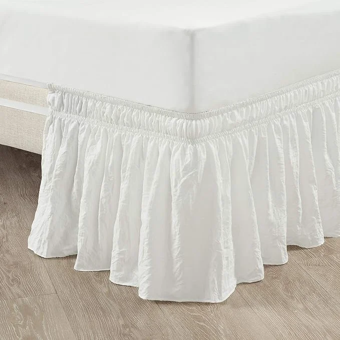 Reusable Lush Decor Ruched Ruffle Elastic Easy Wrap Around Bed Skirt Single Twin Twin XL Full Off White – Twin Bed Skirt – Dust Ruffle – Cream Bedskirts Quality