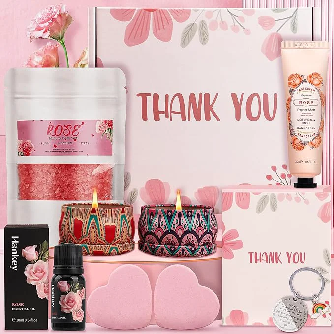 Sophisticated Thank You Gifts for Women 9-Piece Rose Pamper Set – Luxury Relaxation Bath Fast