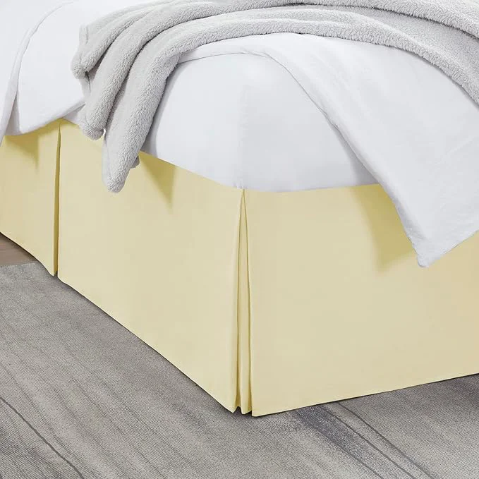 Efficient Nestl Vanilla Yellow Bed Skirt Cal King Size – Cal King Bed Skirt 14 Inch Drop – Brushed Microfiber Bed Skirts – Hotel Quality Pleated Bed Skirt – Shrinkage amp Fade Resistant Official
