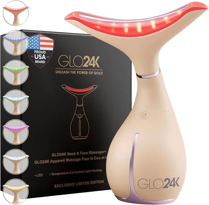 Pure GLO24K 7 Color Beauty Device – Triple LED Action Vibration Technology Facial Innovative