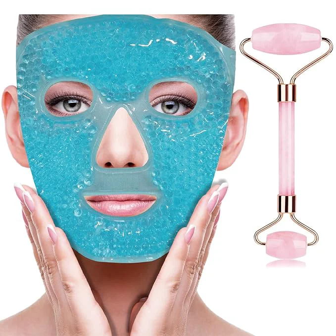Classic ZNÖCUETÖD Ice Face Facial Jade Roller and Ice Face Mask Cold Cooling Gel Mask Refined