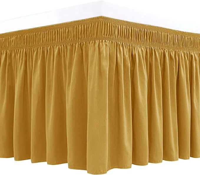 Flexible Biscaynebay Wrap Around Bed Skirts for Full amp Full XL Beds 15 quot Drop Christmas Gold Adjustable Elastic Dust Ruffles Easy Fit Wrinkle amp Fade Resistant Silky Luxurious Fabric Machine Washable Next-Generation