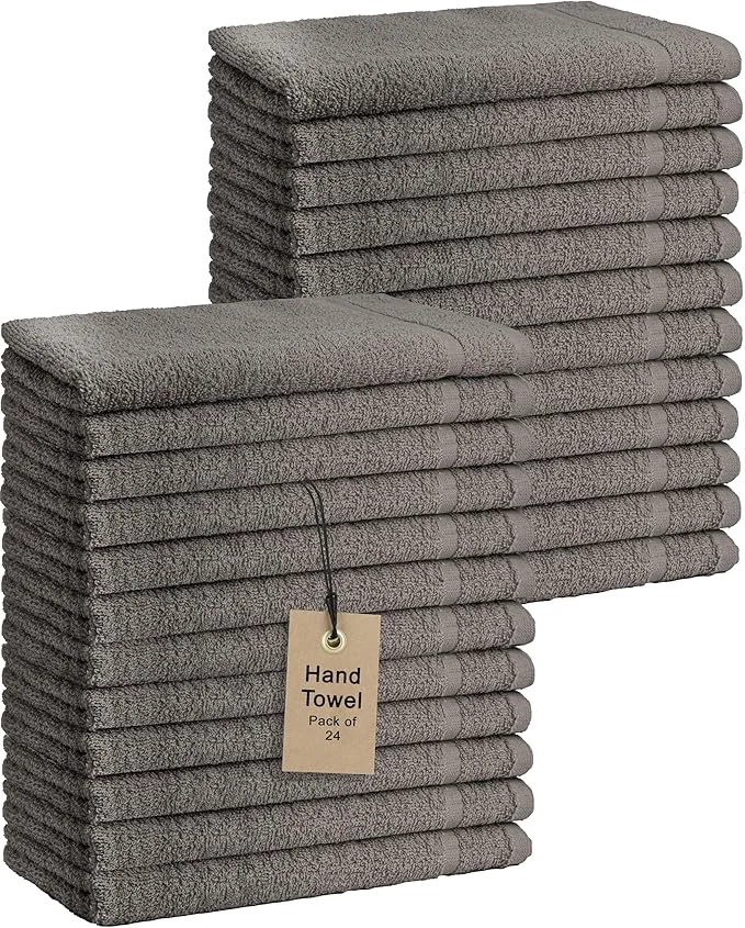 Effective Basic Hand Towels 16×26 Inches – Bulk Pack of 24 – Grey Color – Soft and Convenient