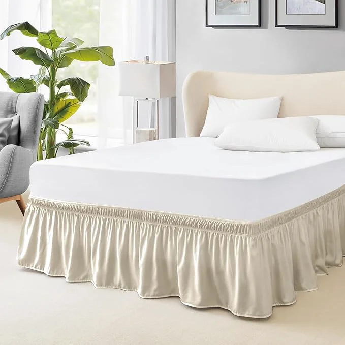 Official FreshCulture Twin Bed Skirt Elastic Wrap Around Bed Skirt Twin Size Bed Skirts for Adjustable Bed Easy Fit with 18 Inch Drop Length Hotel Quality Dust Ruffle for Twin Bed Cream Specialty