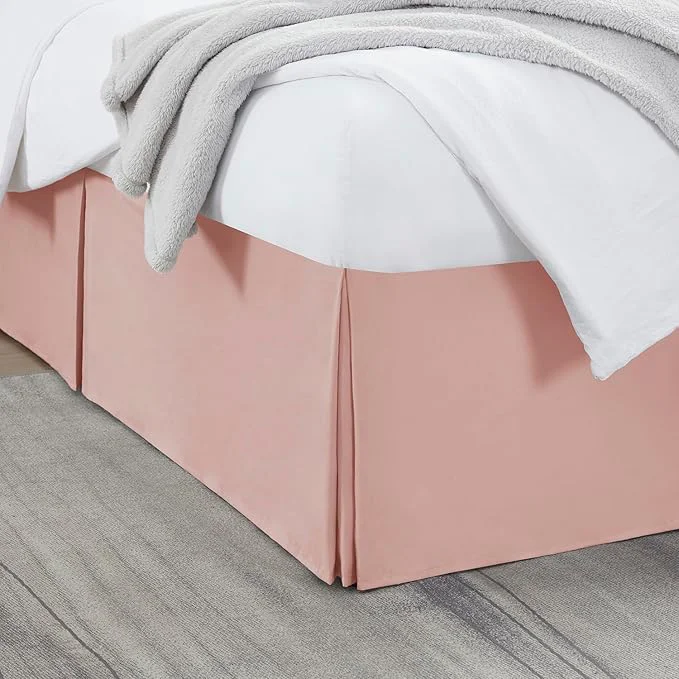 Artisan Nestl Peach Beige Bed Skirt King Size – King Bed Skirt 14 Inch Drop – Brushed Microfiber Bed Skirts – Hotel Quality Pleated Bed Skirt – Shrinkage amp Fade Resistant First-Class