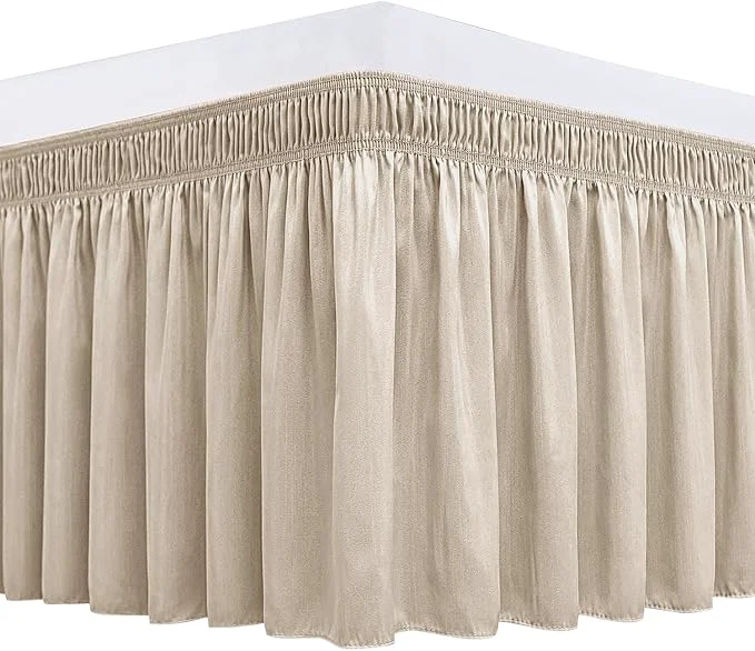 Authentic Biscaynebay Wrap Around Bed Skirts for Full amp Full XL Beds 12 quot Short Drop Light Camel Adjustable Elastic Dust Ruffles Easy Fit Wrinkle Resistant Silky Luxurious Fabric Machine Washable Classic