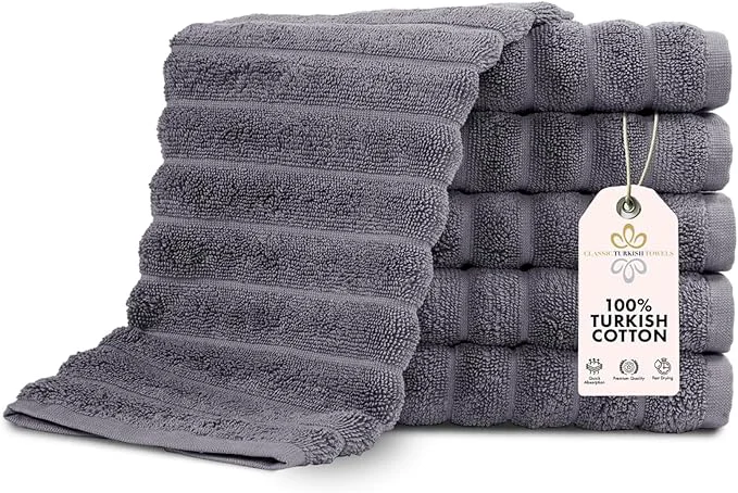 High-Grade Classic Turkish Towels CTT Luxurious Turkish Cotton Washcloths 6 Pack Quality