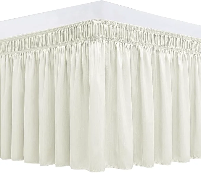 Healthy Biscaynebay Wrap Around Bed Skirts for Queen Beds Extra Long Drop of 25 quot Ivory Elastic Adjustable Elastic Dust Ruffles Easy Fit Wrinkle Resistant Silky Luxurious Fabric Machine Washable Unique
