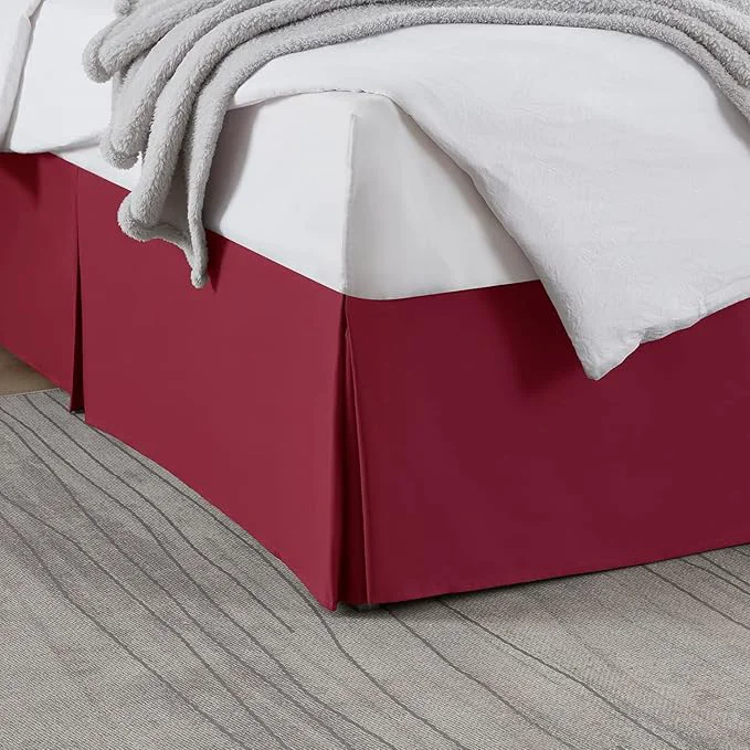High-Quality Nestl Red Heaven Bed Skirt Cal King Size – Cal King Bed Skirt 14 Inch Drop – Brushed Microfiber Bed Skirts – Hotel Quality Pleated Bed Skirt – Shrinkage amp Fade Resistant Pure