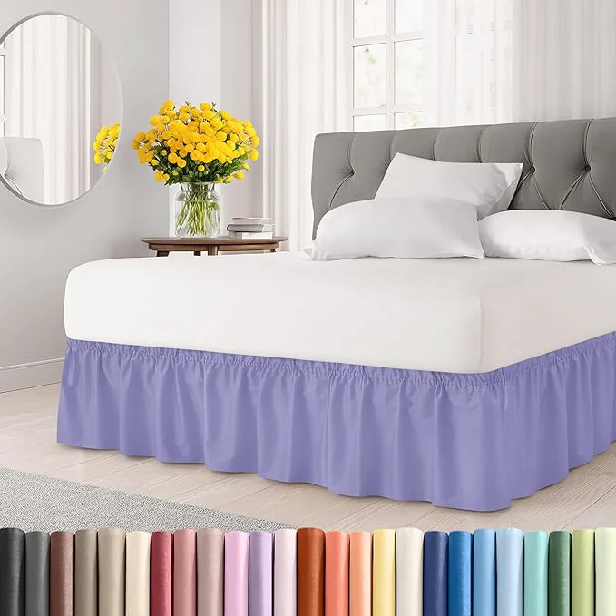 Refined Wrap Around Dust Ruffle Bed Skirt – Lavender – Twin Twin XL Size Beds with 18 Inch Drop – Easy Fit Elastic Strap – Adjustable Pleated Bedskirt w Brushed Fabric Wrinkle – Women Men Kids amp Teens Reliable