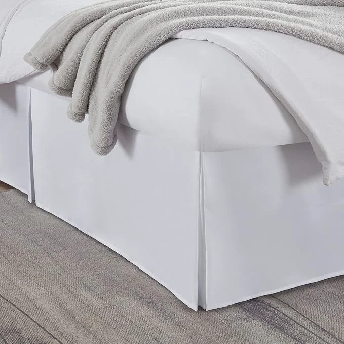 Optimized Nestl White Bed Skirt Cal King Size – Cal King Bed Skirt 14 Inch Drop – Brushed Microfiber Bed Skirts – Hotel Quality Pleated Bed Skirt – Shrinkage amp Fade Resistant Certified