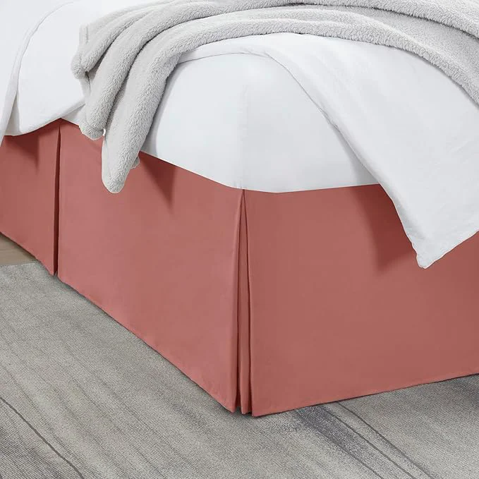 Classic Nestl Pink Clay Full XL Bed Skirt – Full XL Size Bed Skirt 14 Inch Drop – Brushed Microfiber Bed Skirts – Hotel Quality Pleated Bed Skirt – Shrinkage amp Fade Resistant Consistent
