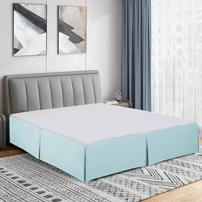 Smart Cathay Home Double Brushed Microfiber Pleated Easy Fit Bed Skirt Ultra Soft Fade and Wrinkle Resistant – Aqua California King Genuine