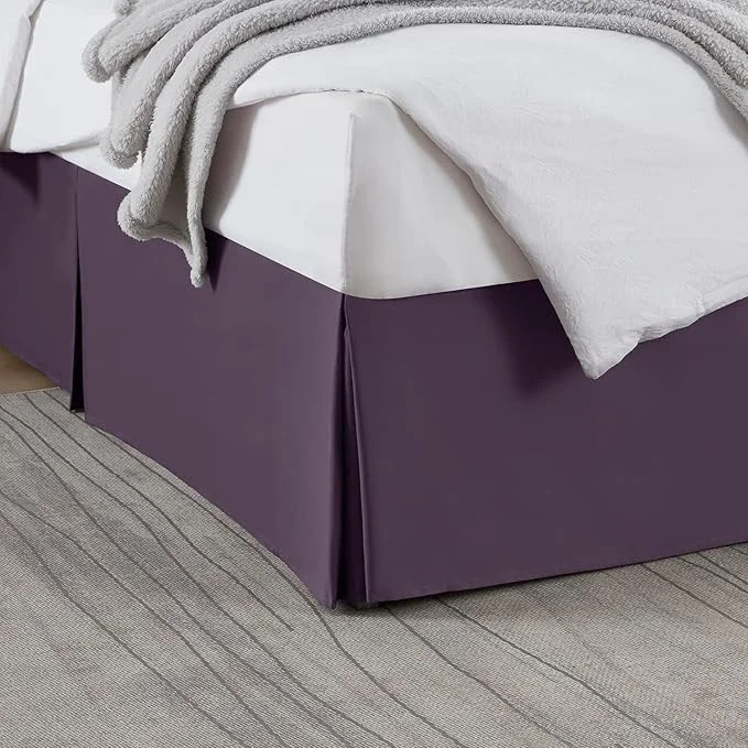 Premium Nestl Dark Purple Twin Bed Skirt – Twin Size Bed Skirt 14 Inch Drop – Brushed Microfiber Bed Skirts – Hotel Quality Pleated Bed Skirt – Shrinkage amp Fade Resistant Official